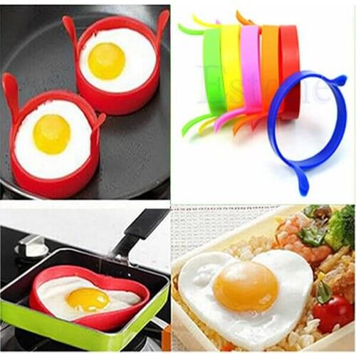 2PCS Kitchen Silicone rubber Poach Oven Fried Egg Mold egg ring Pancake Mold Funny Kitchenware restaurant bar tools LW0296
