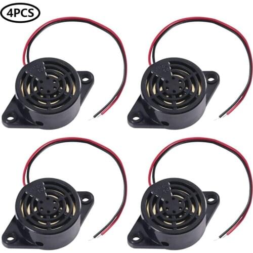 4Pcs SFM-27 DC 3-24V Piezo Electronic Buzzer Alarm Sounder Continuous Sound Beep with Wires