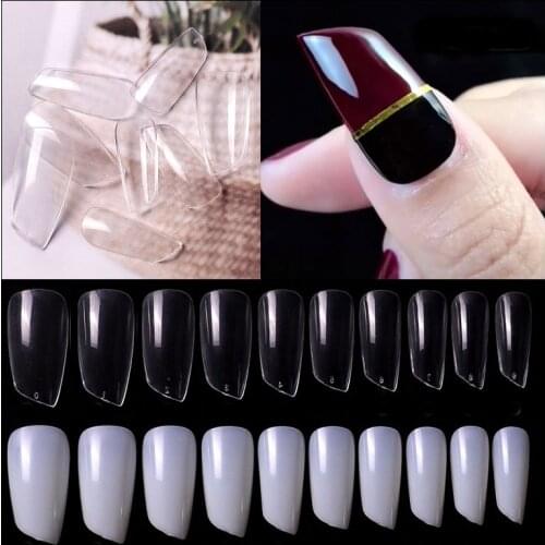 500Pcs Asymmetrical False Nail Tips Full Cover Extension Nails Acrylic Nail Tips UV Gel Ultra Flexible Salon Manicure Tools