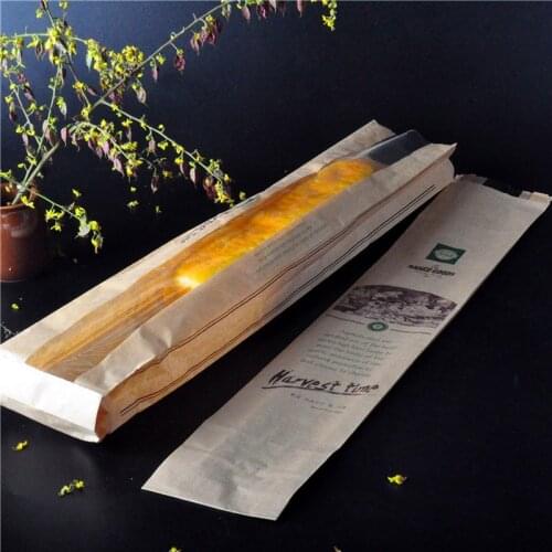 500Pcs Bread Bag 57x10x4cm kraft paper Food Packaging Bakery Baking Baguette paper bread bags with window customized supplier