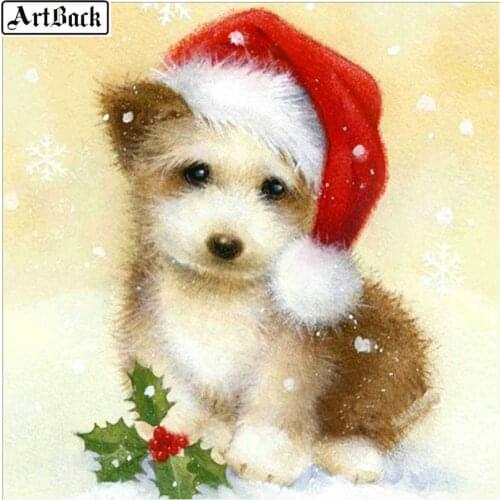 5d diamond painting christmas hat dog full square landscape diamond mosaic diamond embroidery santa crafts