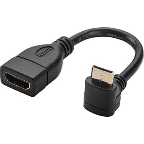 90 Degree Upward Angle Mini- HDMI Male to HDMI-compatible Female Adapter, Support 1080P Full HD, 3D,for Camera, Camcorder