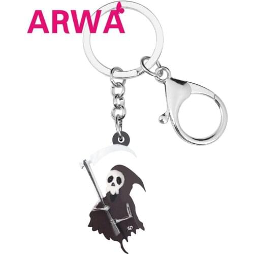 ARWA Acrylic Halloween Black Grim Reaper Keychains Trouser Key Rings Jewelry For Women Kids Cars Bags Charms Gifts