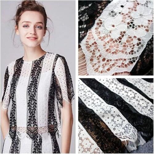 1.5M*1.5M Black White Nylon Bone Line Eyelash Lace Fabric Soft Wedding Dress French DIY Embroidered Lash Clothes Accessories