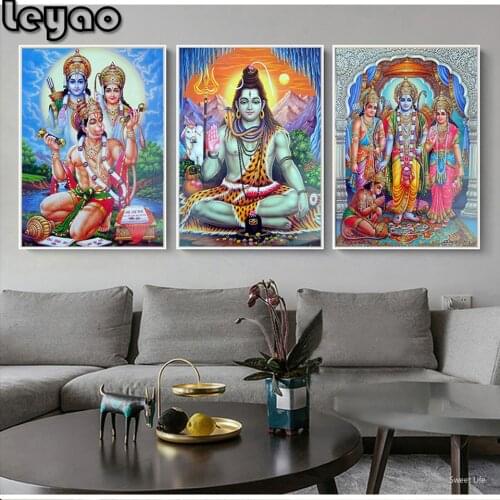 Diy Diamond Painting Shiva Parvati Ganesha Indian Art Hindu God Figure 5D mosaic diamond Embroidery Religious 3pcs/set