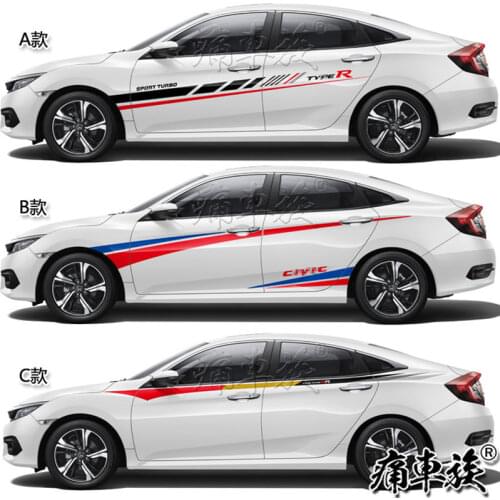 FOR Honda new Civic 2016-2019 car stickers pull flowers FC1 decoration modified body stickers car stickers color strip Civic