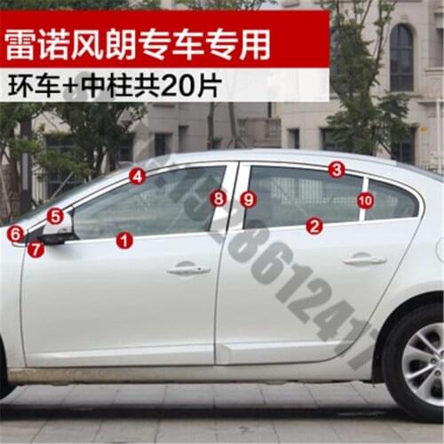 For Renault Fluence 2011-2015 Car styling Stainless Steel Door Window Trims window trim cover Trim