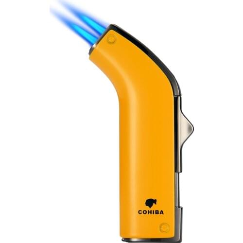COHIBA Cigar Lighter Double Tube Windproof Metal torch Lighter gasoline cigar lighter jet CH-001