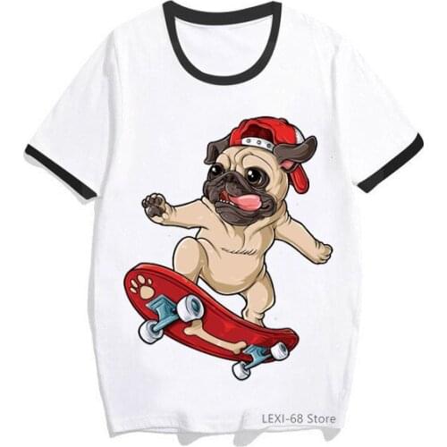 Cool pug dogs animal printed t shirt women clothes 2021 Christmas gift tshirt femme dogs lover female t-shirt harajuku kawaii