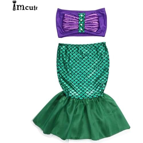 ImCute 2020 Children Brand Clothing Girls Swim Sets Mermaid Swimwear Bathing Suit Kids Baby Girls Fish Scales Swimsuit 2-7 Years