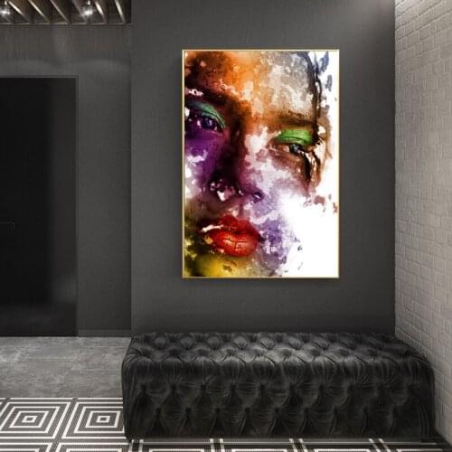 Modern Oil Pianting on Canvas Art Posters and Prints Wall Art Painting Makeup Woman Pictures for Living Room Home Decor No Frame