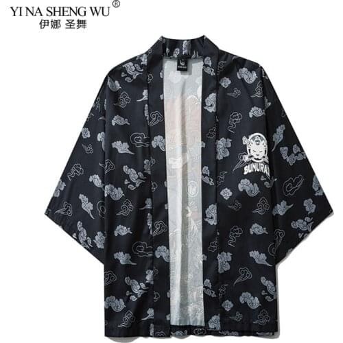 Japanese Style Cat Samurai Kimono Streetwear Men Women Cardigan Japan Harajuku Anime Robe Anime Clothes 2020 Summer