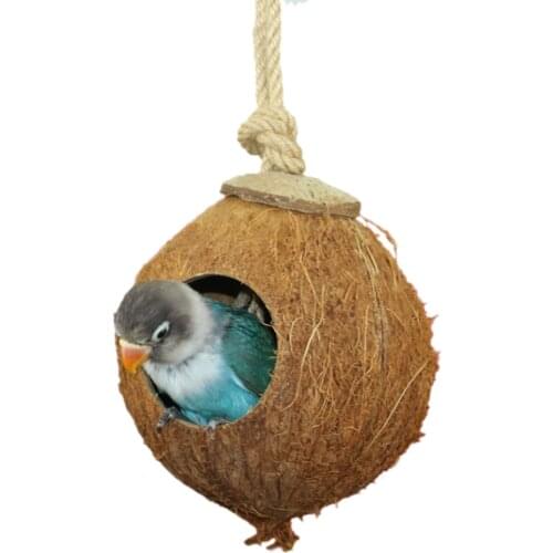 Coconut Bird House Natural Grass Cage Decorations Toys Pets Supply Hemp Rope Summer Diameter 13cm Hanging Parrot Nest