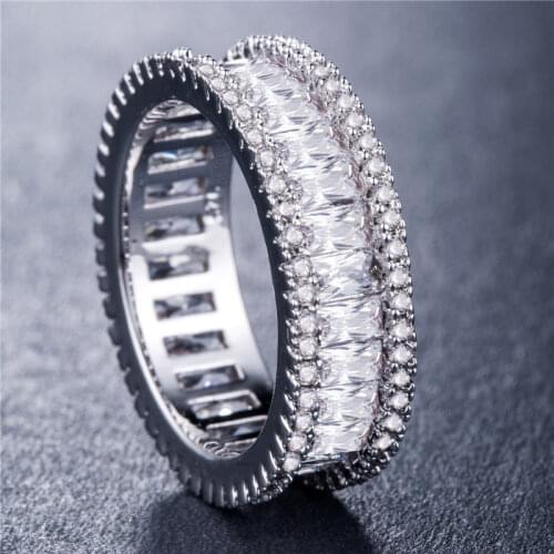 2021 new luxury round 925 sterling silver eternity band ring africa for women lady anniversary gift jewelry dropshipping R5389