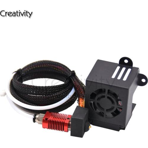 3D Printer Assembled Extruder Kit with 0.4mm Nozzle Heating Block Double Fans Cover Air Connections 12V for Creality CR-10