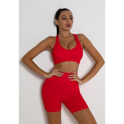 2021 Hot New Spot Female High Waist Shorts Elasticity Breathable Thread Seamless Yoga Set BK196