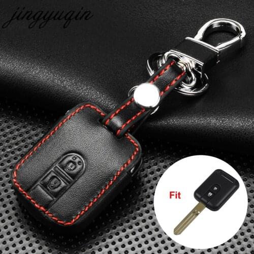 Jingyuqin 2 Buttons Leather Remote Car Key Cover Case Fob For Nissan Qashqai Micra Navara Almera New
