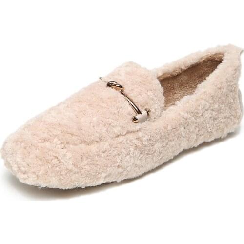 Fashion Autumn and Winter Shoes Female Wild Hair Ball Lazy Warm Cotton Shoes Women Short Plush Women Shoes Zapatos Mujer W21-07