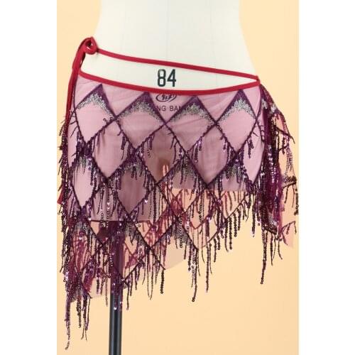 Tassel Fashion Bellydance Costume Performance Accessories 6 Color Belly Dance Waist Chain Hip Towel Sequins Lady Hip Scarf