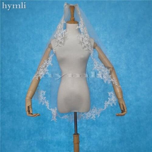 New Fingertip Length 1 Layer Soft Lace Bridal Veil Wedding Accessories White Ivory Wedding Veil Metal Comb