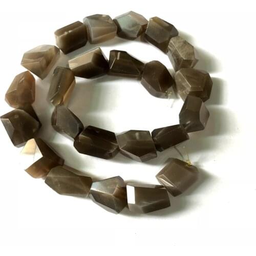 Wholesale1 string Natural Gray Moonstone Sun Stone Feldspar Faceted Nugget Bead,for jewelry diy,13-17mm bead, 15.5"/str