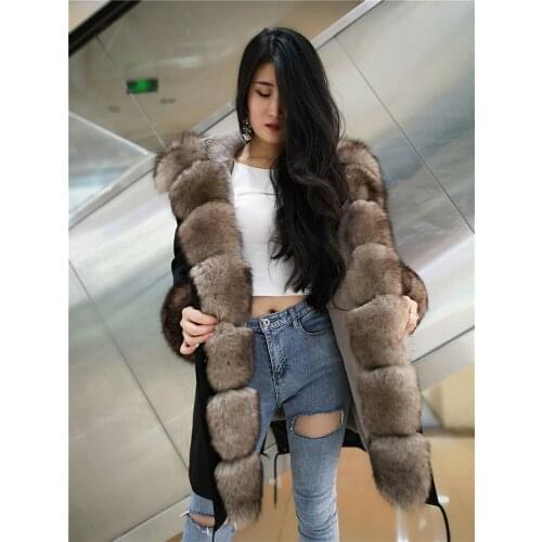 Park With Natural Fur Womens Parka Real Fur Fox Fur Coat With Hood Rabbit Fur Iiner Winter Jacket 2020 NEW