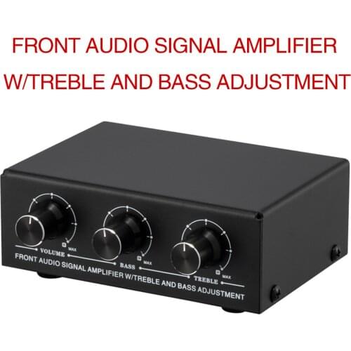 Front Stereo Sound Amplifier Headphone Speaker Amplifier Booster with Reverb Treble and Bass Adjustment 2-Way Mixer