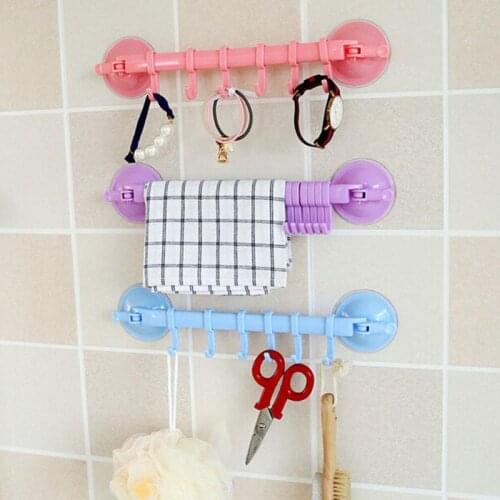Plastic Suction Cup Kitchen Hanger Organizer Bath Towel Clothes Bathroom Hook Cooking Tool Vacuum Storage Rack Free Nail