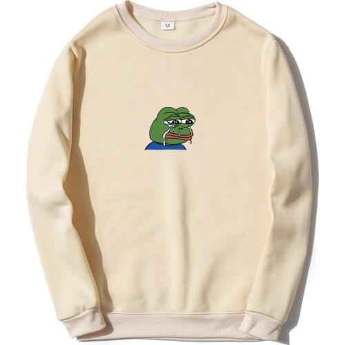 3XL Men Woman O-Neck Pullover Sweatshirt Funny Graffiti Print Sad frog Hoodies fashion Man hip hop fleece Hoodie Streetwear tops