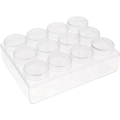 12x20g Empty Clear Cream Powder Jars Pots Bottle Cosmetics Container Nail Art Glitter Travel