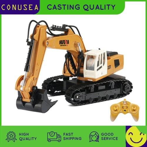 HUINA 1/16 RC Truck RC Excavator 2.4G Radio Controlled Car Caterpillar Tractor Model Engineering Car 9 Channel Toys For Boys