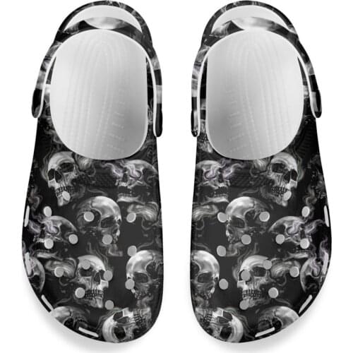 2021 New Fashion Sandals Men Clogs Slippers Abstract Fire Skull Pattern Soft Bottom Beach Sandals Comfortable Breathable Zapatos