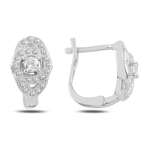Silver 925 Sterling Zircon Cubic Zirconia J Earrings