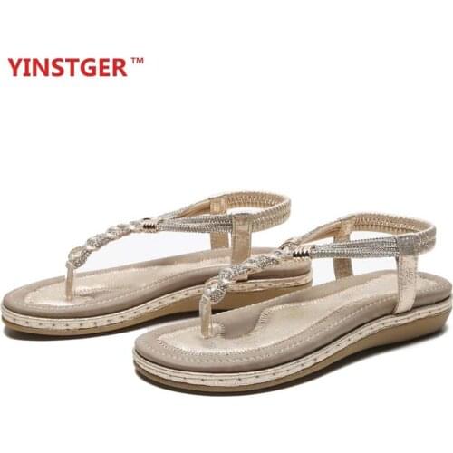 YINSTGER Flip-Flops Womens slipper Casual Summer sandal Sneakers lady Fashion style Rubber sole breathable print Platform shoes