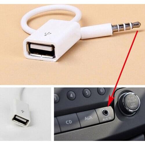 3.5mm male aux audio plug jack to usb 2.0 female converter cord cable car mp3