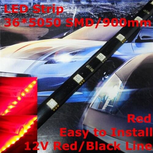 Stock Shipping New 12V CE Car LED Decoration Soft Strip 900mm Red Color(36*5050 SMD) For Out/In Door Signal Atmosphere Light