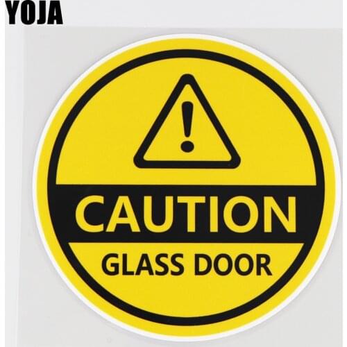 YOJA 13.6X13.6CM CAUTION GLASS DOOR Vinyl Motorcycle Decal Warning Signs Car Sticker 19A-0150