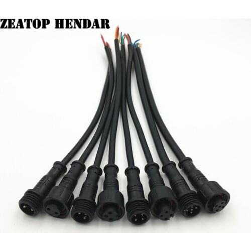 5Pair Black and White 2 3 4 5 Pin Waterproof M12 IP65 Cable Copper Wire Plug for LED Strips Male and Female Jack Connector