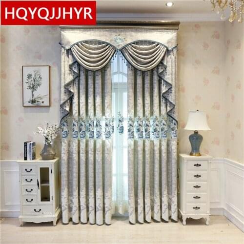 European style high quality luxury embroidered curtains for living room with Voile Curtain for bedroom hotel Kitchen apartment