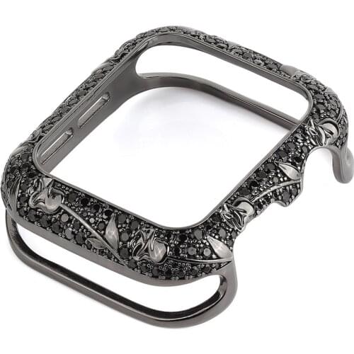 Carved Sturdy Protective Case for Apple Watch Series 6 5 4 3 2 SE 40/44mm 38/42mm Copper Cover Diamond Fashion Bumper for iWatch