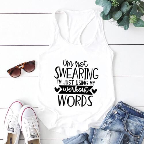 I'm Not Swearing 100%Cotton Fitness Tank Tops Funny Saying Women Workout Tank Top Exercise Top Running Vest Gift for Her
