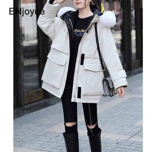 2020 Winter Large Real Raccoon Fur Hooded Down Coat Women Thick White Duck Down Parka Female Long Jacket Loose Outerwear