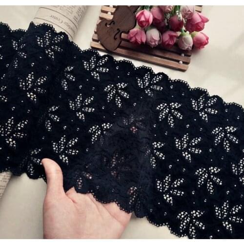 1 Meters 18CM Wide DIY Manual Elastic Lace Fabric Materials Black Clothes Hair Accessory Stretchy Lace Trim