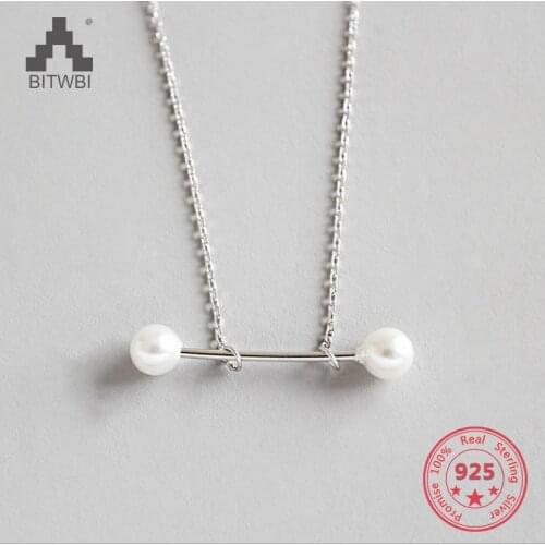 100% S925 sterling silver fashion geometric element simple pearl pendant fine necklace