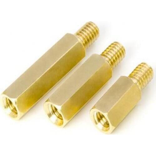 100Pcs Brass Hex Standoff M6*15+8mm Nut Spacing Screw Male Female Threaded Hollow Pillar PCB Motherboard Spacer Standoff L=15MM