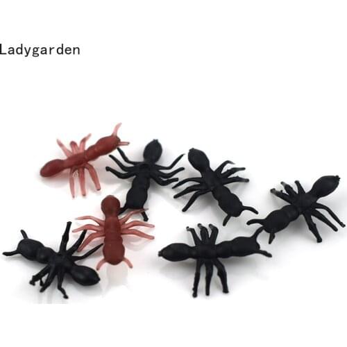 100PCS Halloween Plastic Black Ants Artificial Toy Insect Animal Model Trick Funny Practical April Fools Day Scare Toys