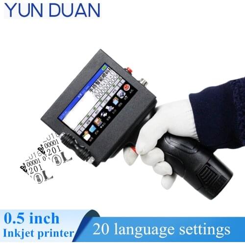 Date/logo/digit printer handheld inkjet printer with USB import code/picture 12.7mm nozzle Portable touch inkjet printer
