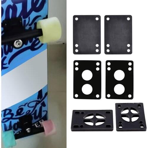 2Pieces Skateboard Longboard Shock Absorbing Pads Risers Decks Tools Black