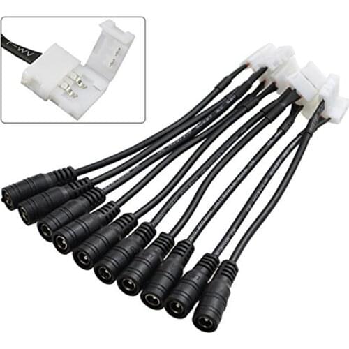 5Pcs 5.5x2.1mm DC Female Power LED Flexible Light Strip To Power Clip Connector 2Pin 10mm Cable for 5050 5630