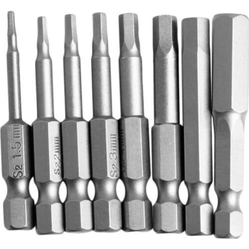 8pcs Hex Key Allen Bits Quick Connect Impact Driver Power Drill Metric